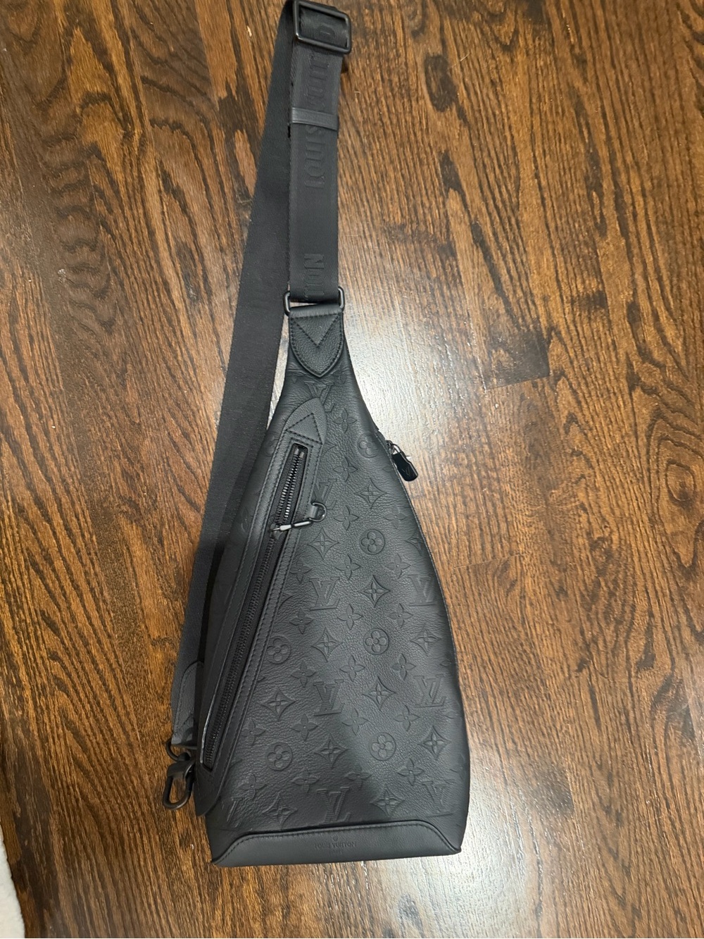 Louis Vuitton Black Embossed Monogram Sling Belt Bag